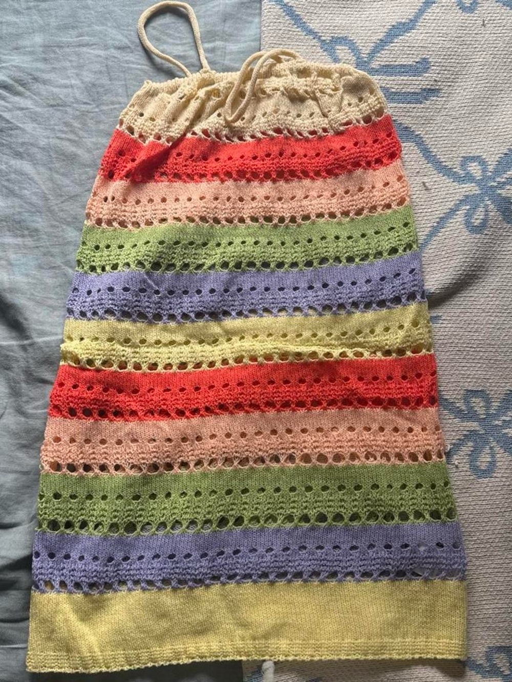 SHEIN Multicolor Crochet Mini Skirt in Red, Pink, Green, Purple, Yellow, Cream